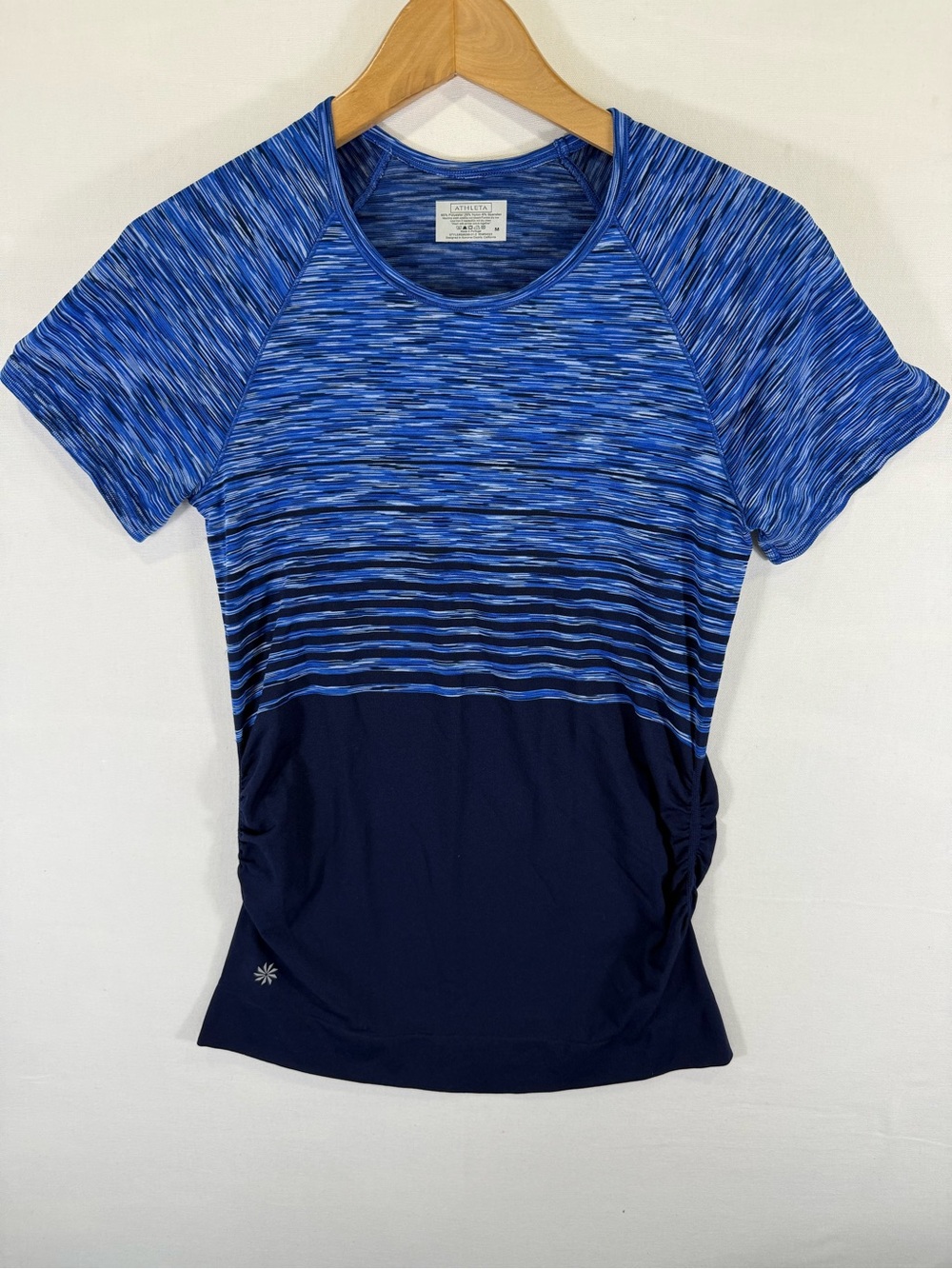 Athleta Blue Ombre Raglan Short Sleeve Tank with Navy Panel
